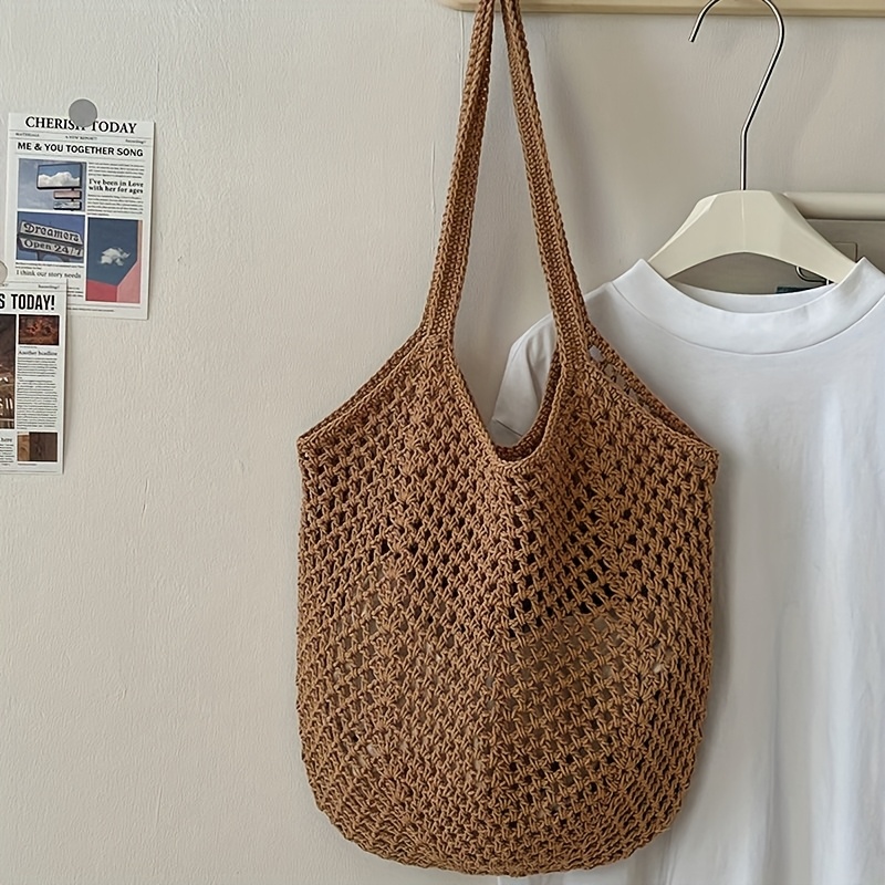 Crochet Market Bag - Borsa a Tracolla in Maglia Traforata