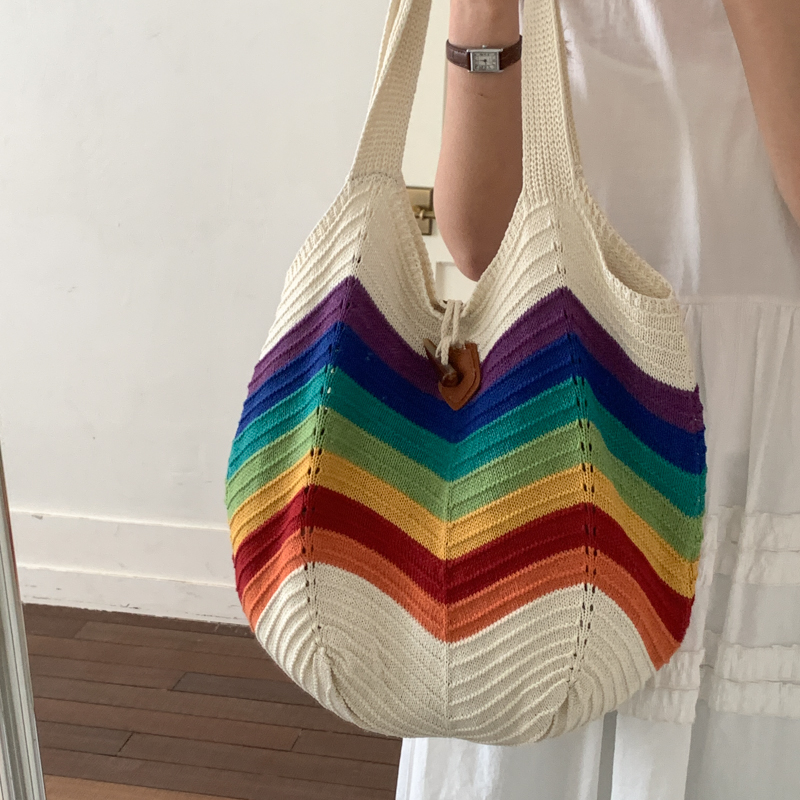 Crochet Market Bag - Borsa da Spiaggia all'Uncinetto Rainbow per