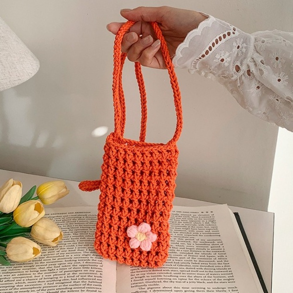 Crochet Market Bag - Borsa a tracolla con tessitura floreale